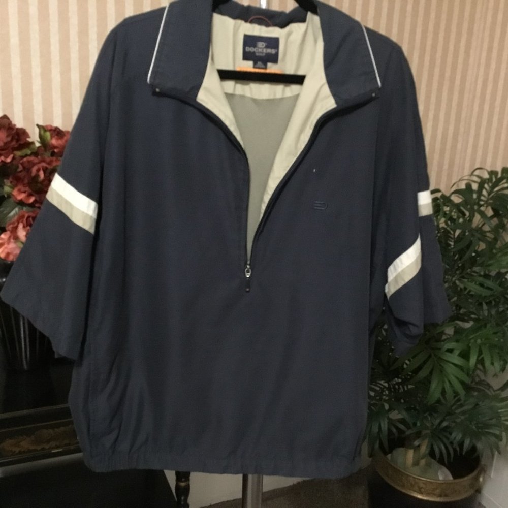 Men's Dockers Golf Windbreaker 1/2 Zip Jacket Navy Blue XL Wind Water Resistant